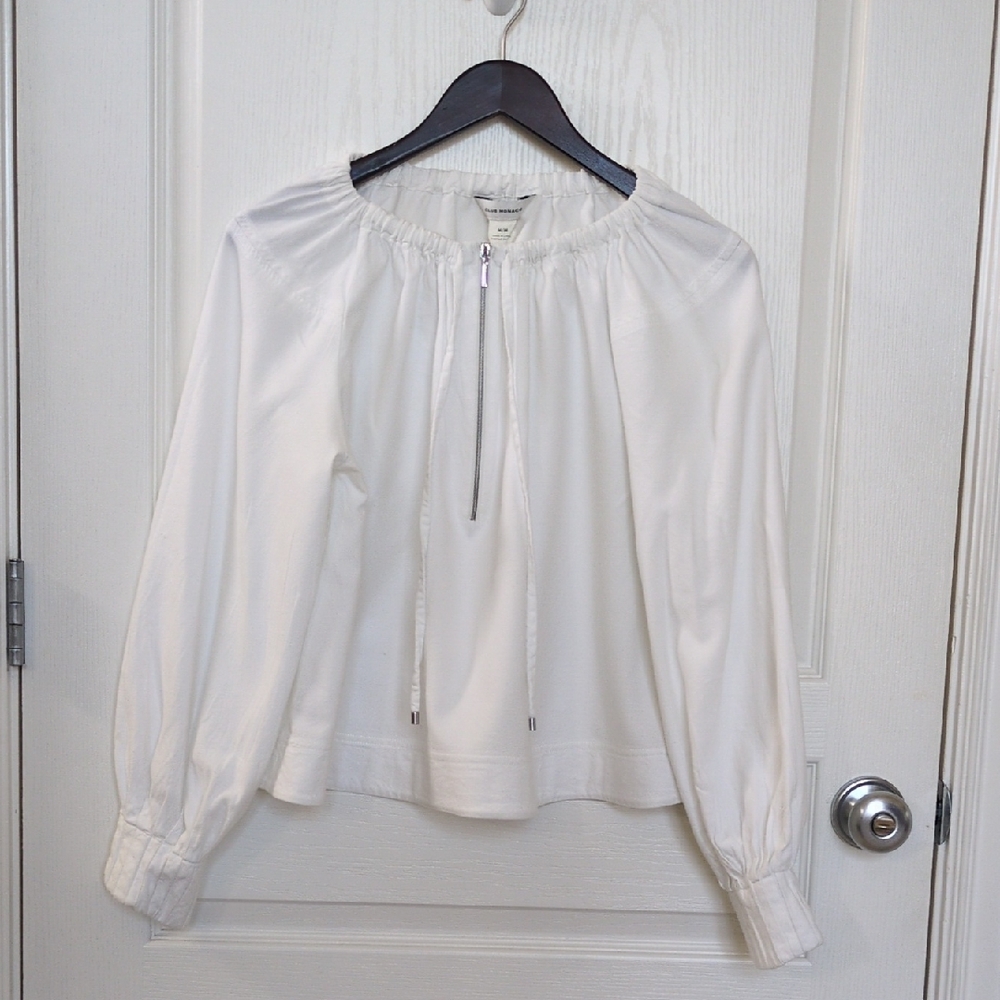 Club Monaco White Blouse with Drawstring Detail